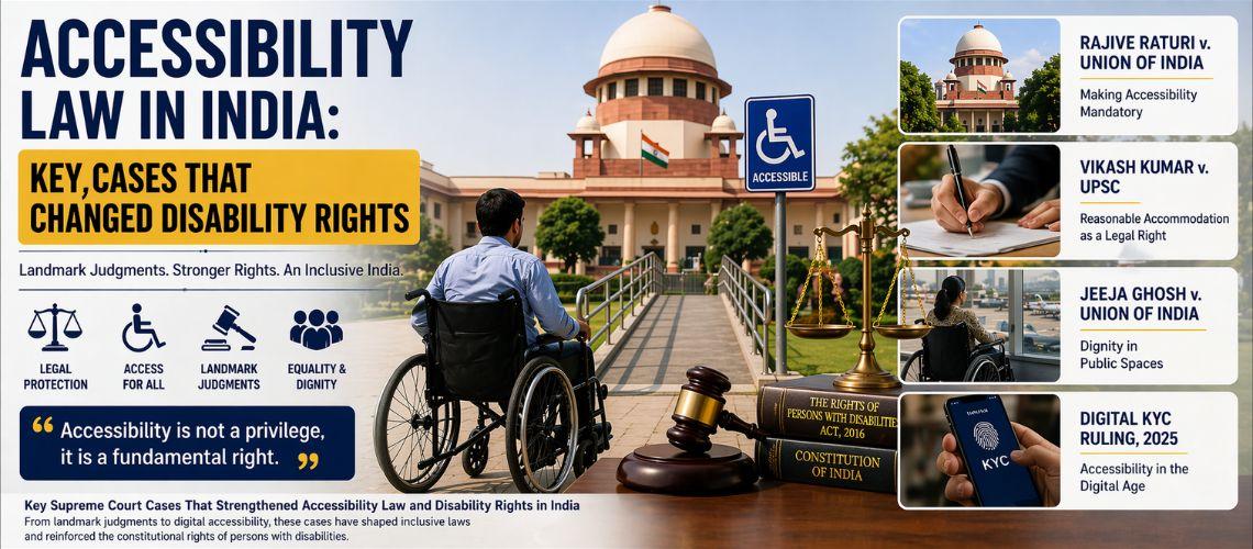 Accessibility law India cases showing Supreme Court judgments and disability rights cases improving accessibility and legal protections in India